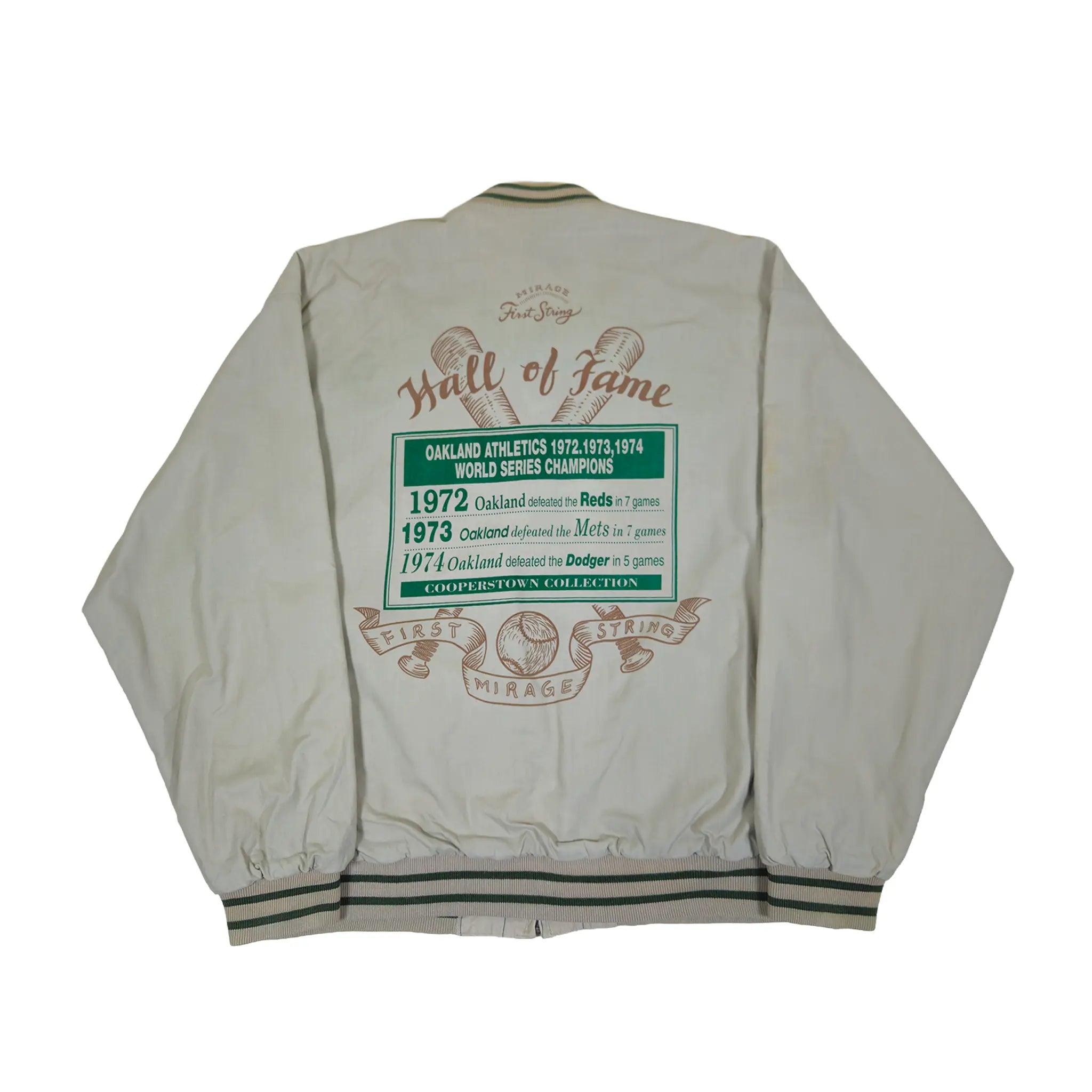 Vintage 90-talls Mirage "First String" Oakland A's Reversible World Series Bomberjakke