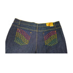 Vintage Y2K Rocawear Regnbue-monogram broderte Plus-Size Jeans