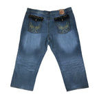 Vintage Y2K Chams Jeans Co. heavily studdet og brodert store størrelse cropped baggy jeans