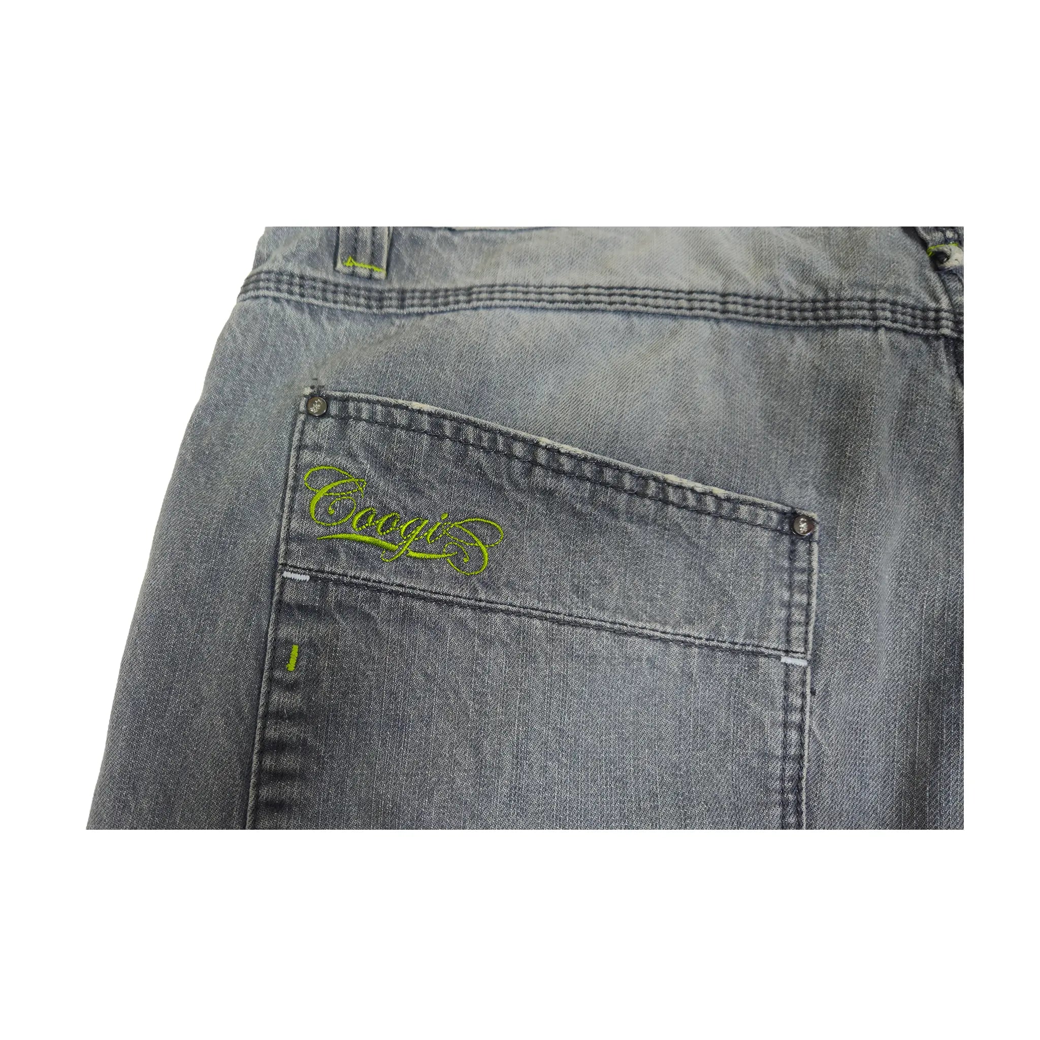 Vintage Y2K Coogi baggy jeans med kontrastsøm i falmet grå