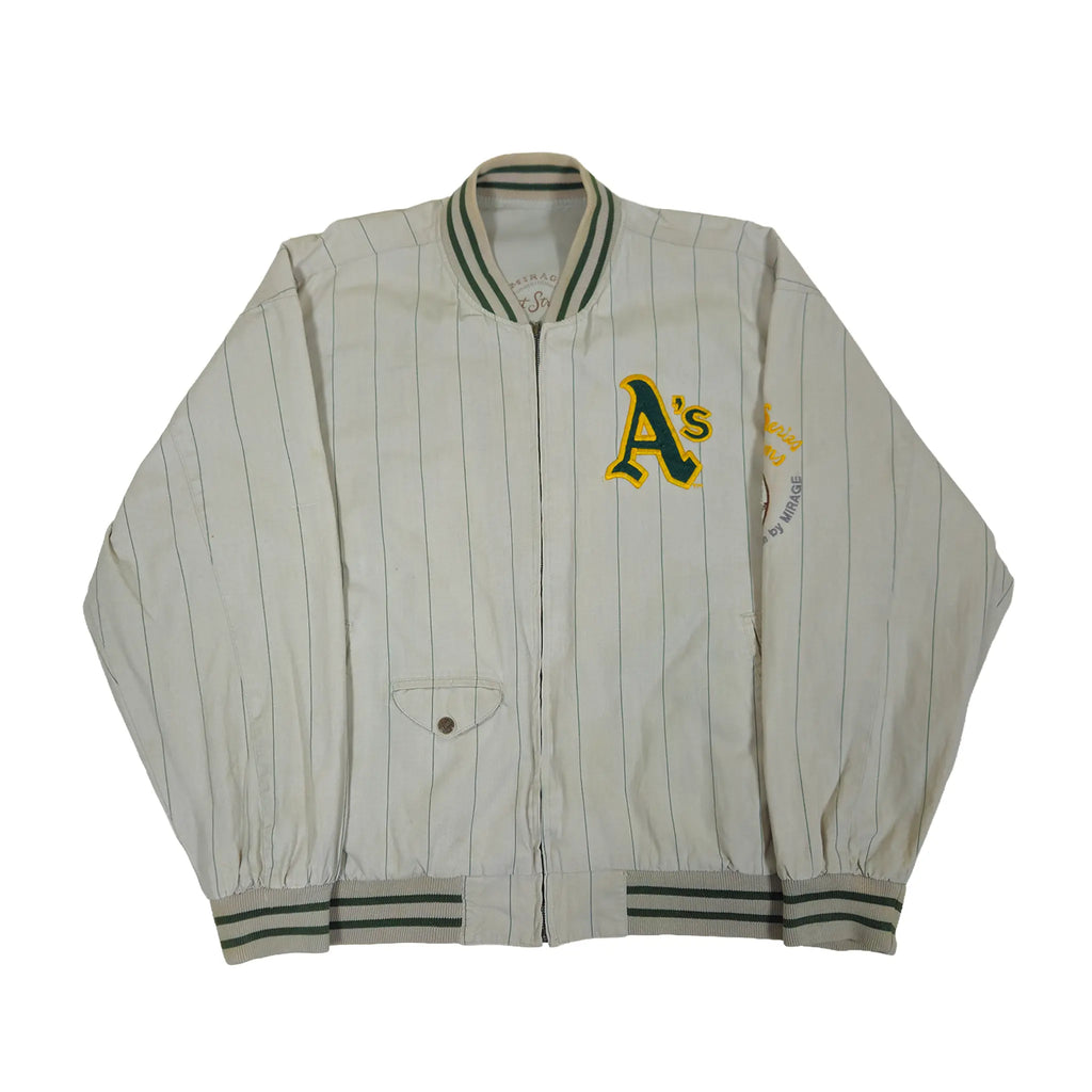 Vintage 90-talls Mirage "First String" Oakland A's Reversible World Series Bomberjakke