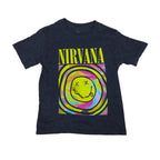 Nirvana Multi-Color Swirl Smiley Logo grafisk T-skjorte
