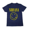 Nirvana Classic Yellow Smiley Face Heather Navy T-skjorte