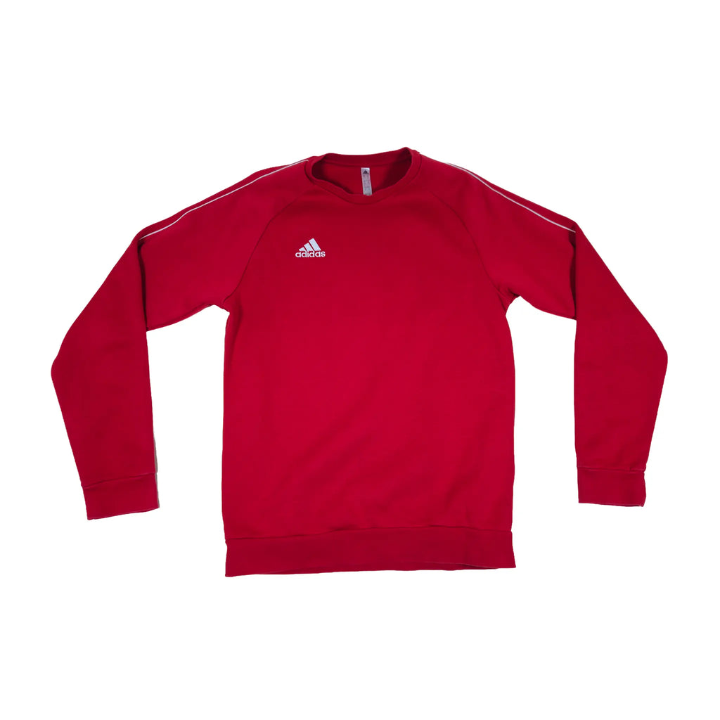 Adidas rød pinstripe genser med rund hals