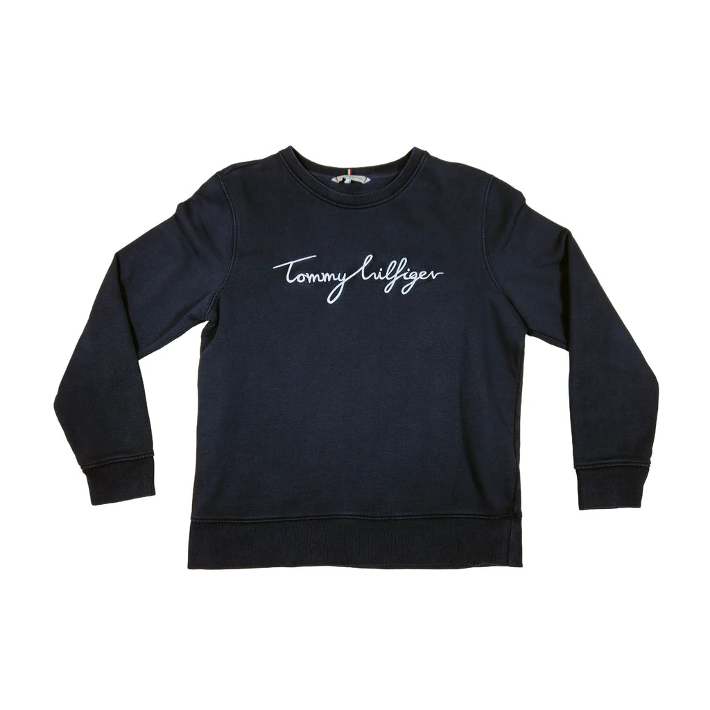 Tommy Hilfiger Marineblå Cursive Broderi Genser