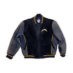 Retro Mid-2000s Chargers bomberjakke i ekte semsket skinn