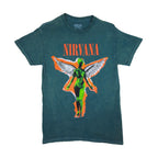 Nirvana Neon Angel Forest Green Mineral Wash T-skjorte