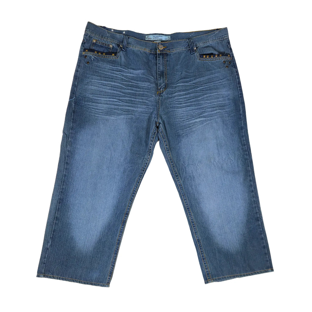 Vintage Y2K Chams Jeans Co. heavily studdet og brodert store størrelse cropped baggy jeans