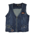 Offisiell Harley-Davidson Denimvest med glidelås og broderi for kvinner