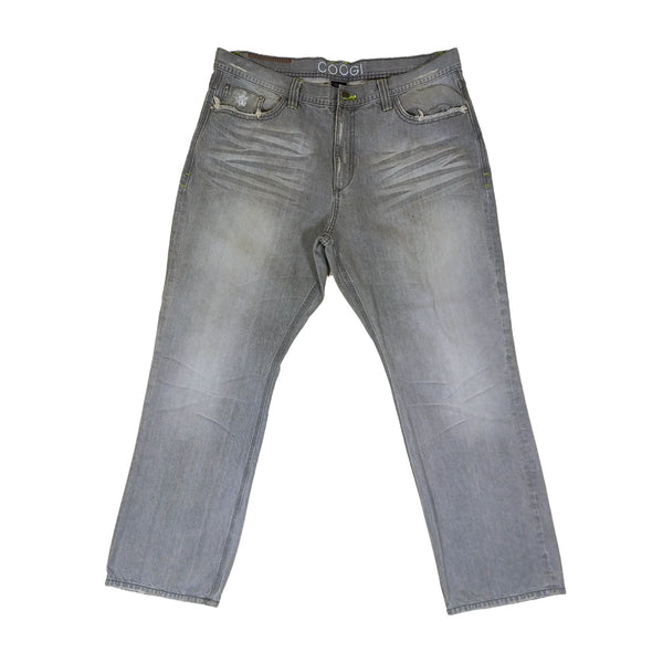 Vintage Y2K Coogi Contrast-Stitch Faded Grey Baggy Jeans