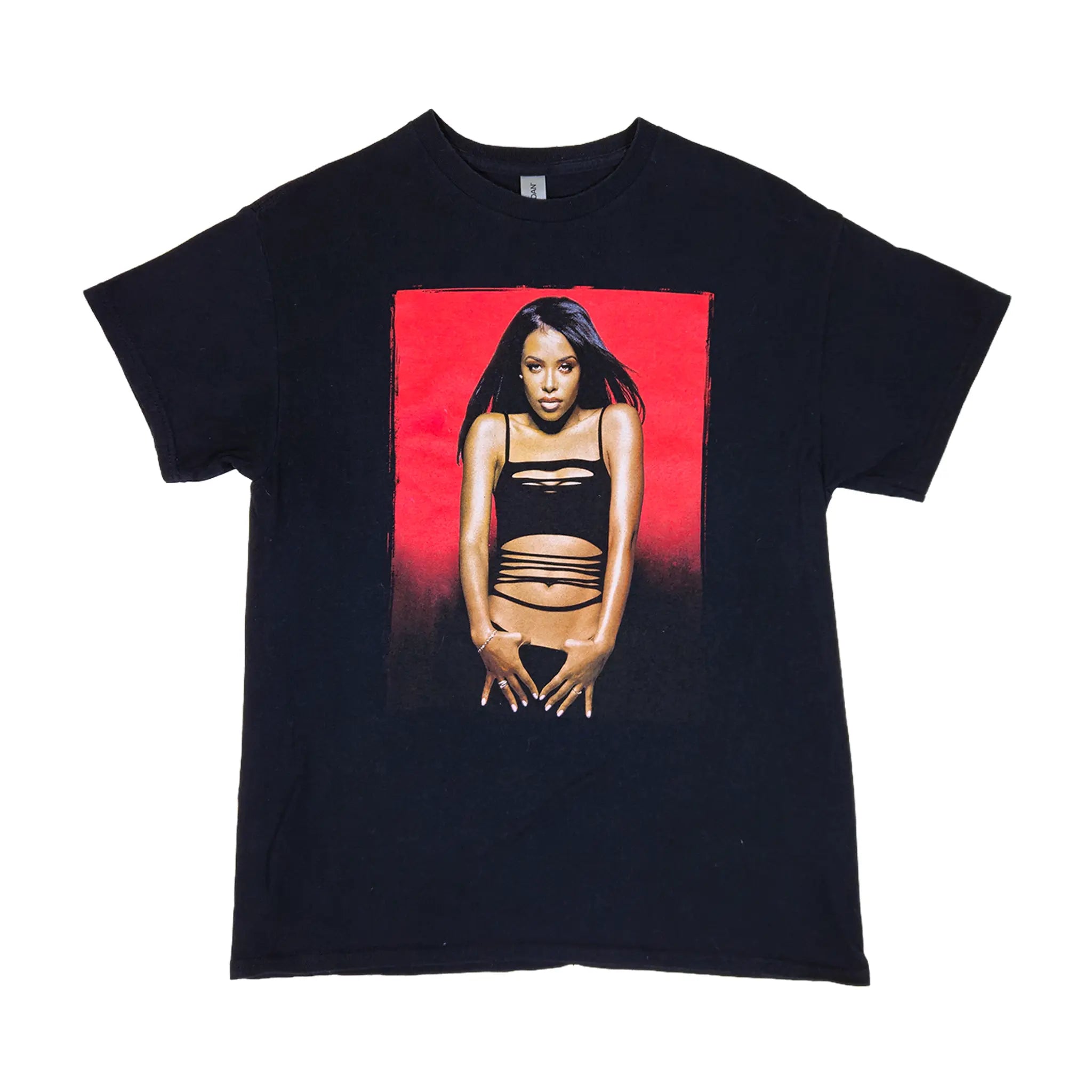 Offisiell Aaliyah Red Portrait Grafisk T-skjorte