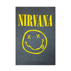 Nirvana Classic Yellow Smiley Face Heather Navy T-skjorte