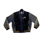 Retro Mid-2000s Chargers bomberjakke i ekte semsket skinn