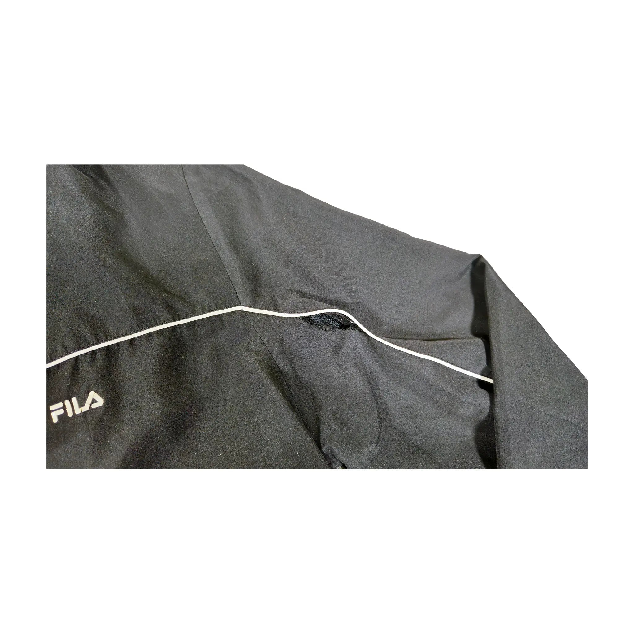 Fila sort vindjakke med nålestripete passpoil