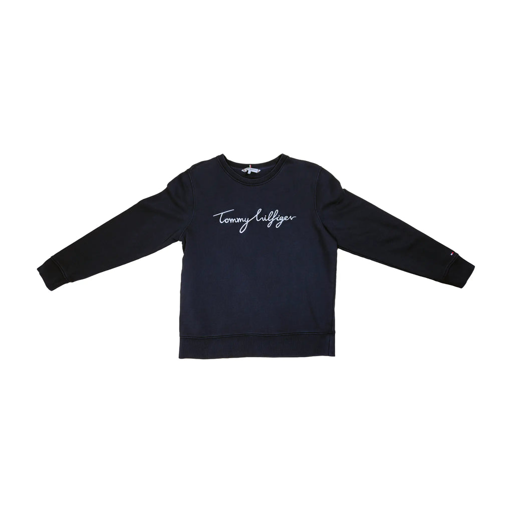 Tommy Hilfiger Marineblå Cursive Broderi Genser