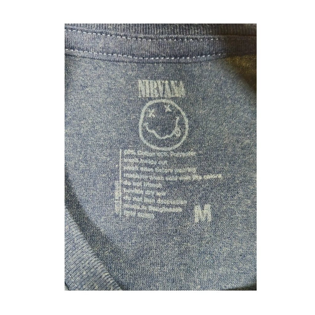 Nirvana Classic Yellow Smiley Face Heather Navy T-skjorte