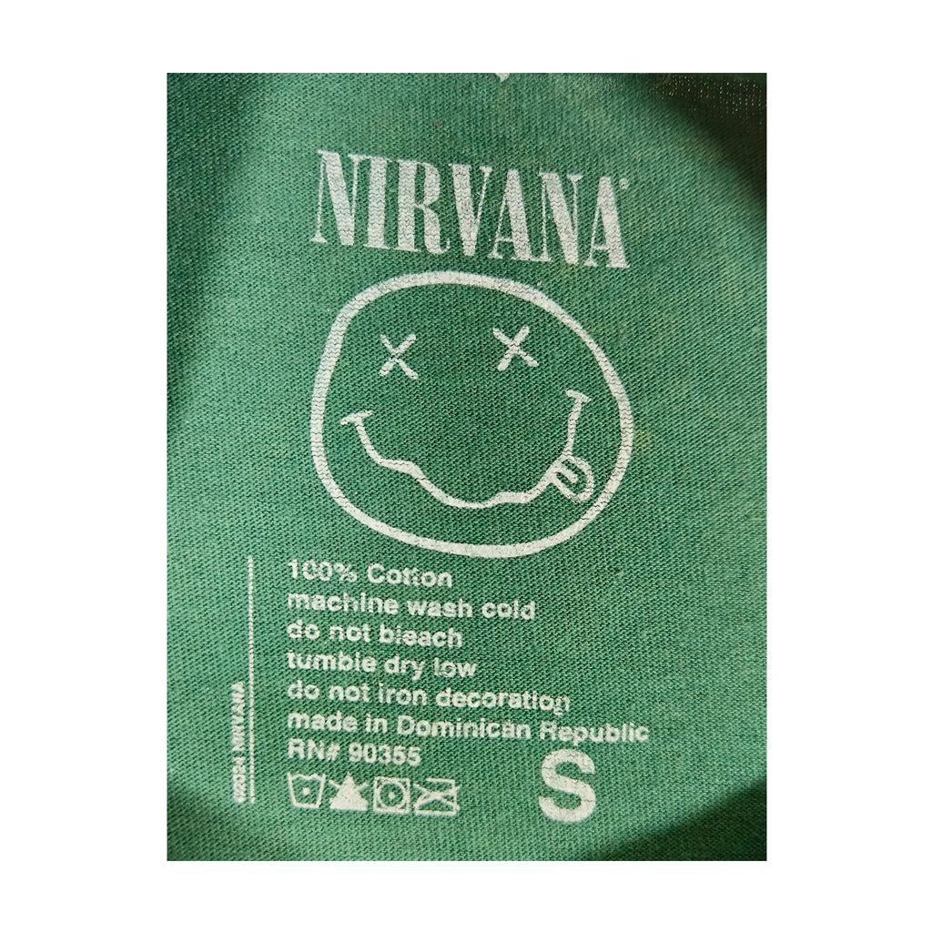 Nirvana Neon Angel Forest Green Mineral Wash T-skjorte