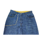 Vintage Y2K Ecko Unltd. Asymmetriske lappeteknikk jeans med flere paneler for skatere