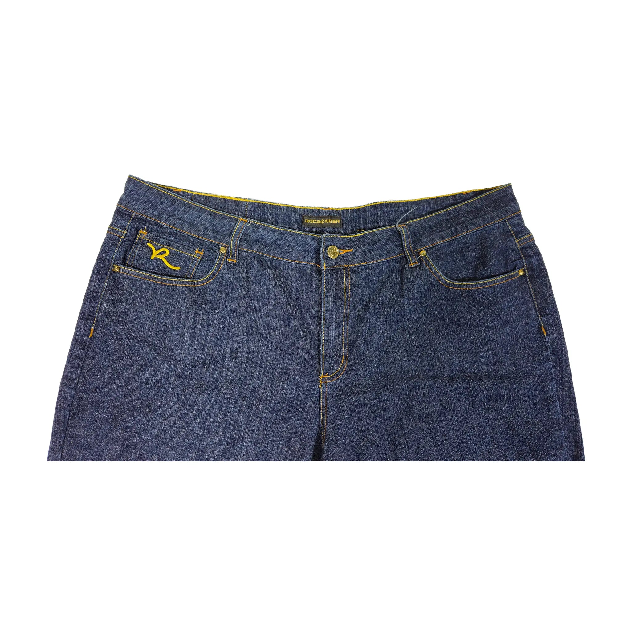 Vintage Y2K Rocawear Regnbue-monogram broderte Plus-Size Jeans