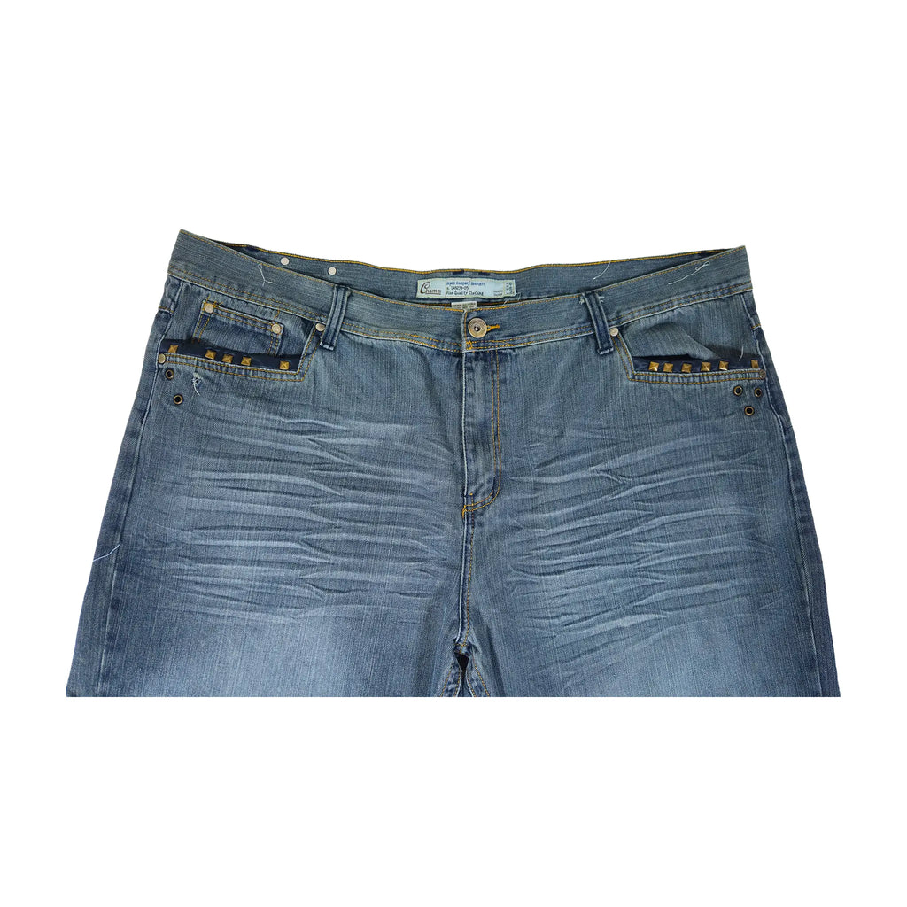Vintage Y2K Chams Jeans Co. heavily studdet og brodert store størrelse cropped baggy jeans