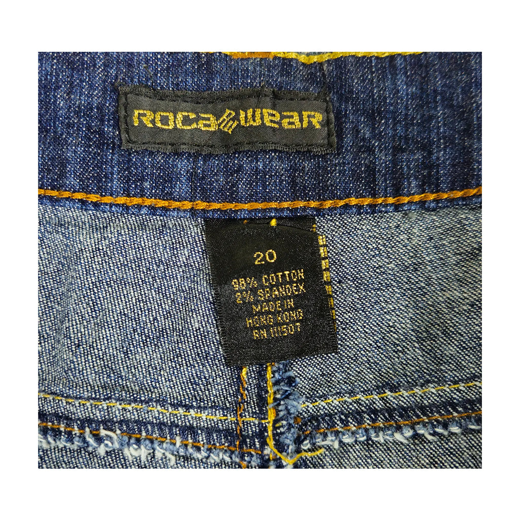 Vintage Y2K Rocawear Regnbue-monogram broderte Plus-Size Jeans