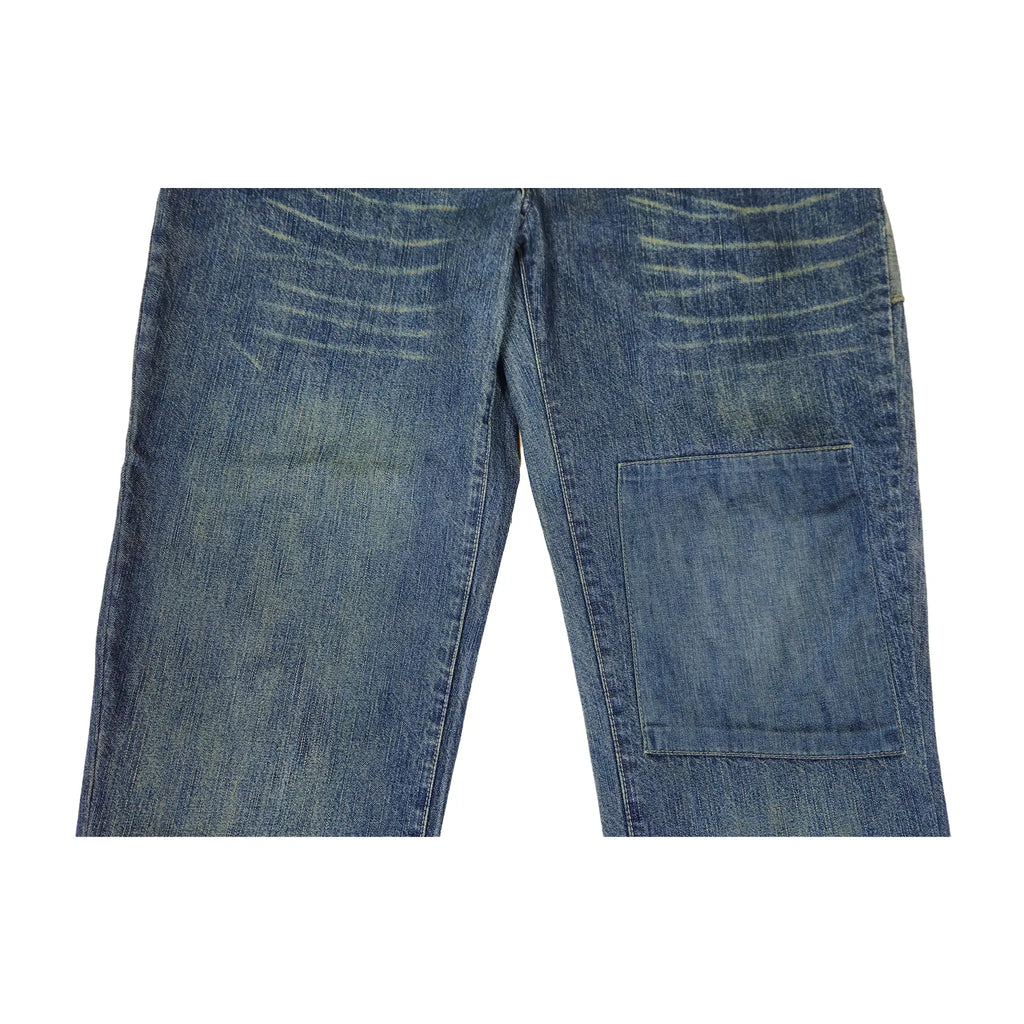 Vintage Y2K Ecko Unltd. Asymmetriske lappeteknikk jeans med flere paneler for skatere