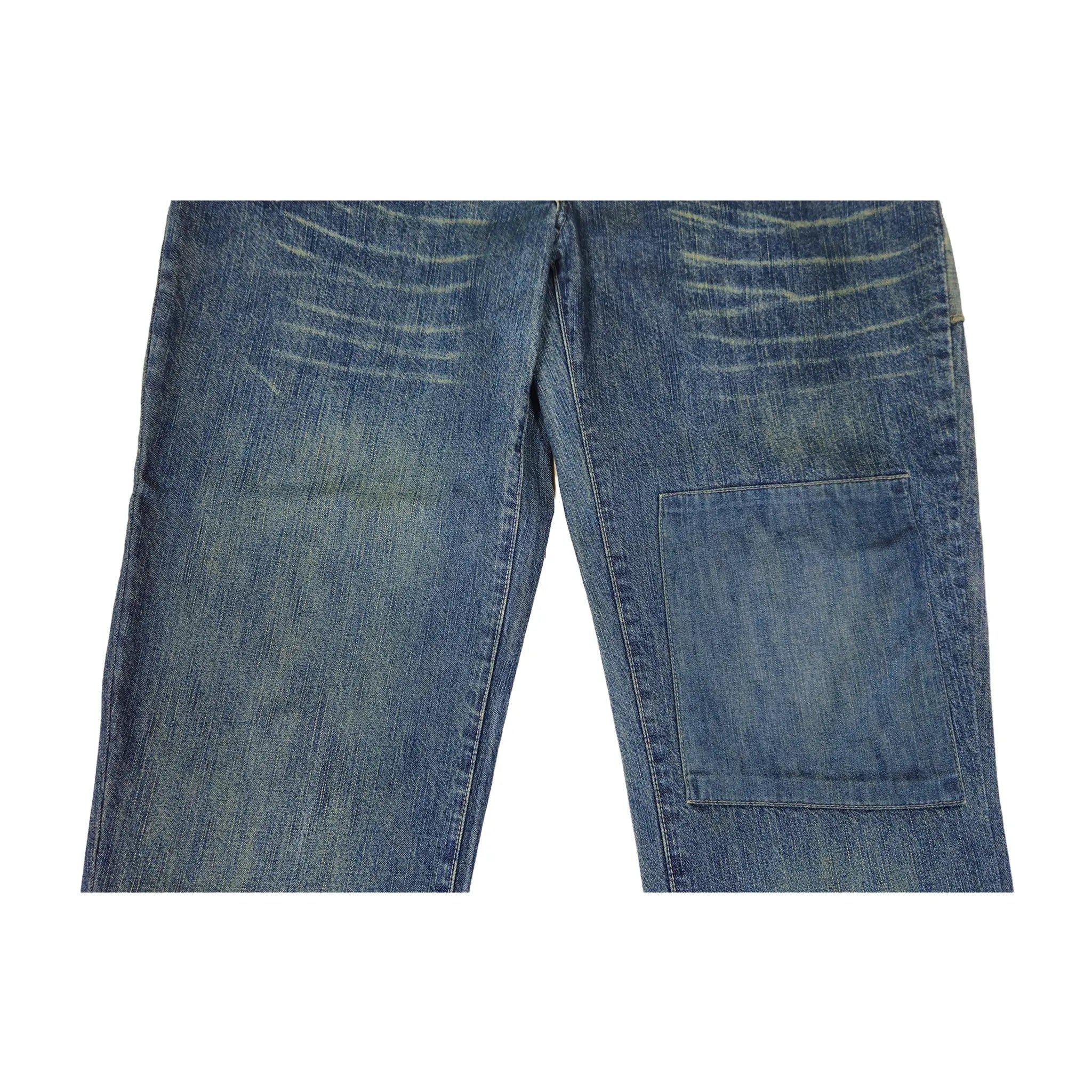 Vintage Y2K Ecko Unltd. Asymmetriske lappeteknikk jeans med flere paneler for skatere