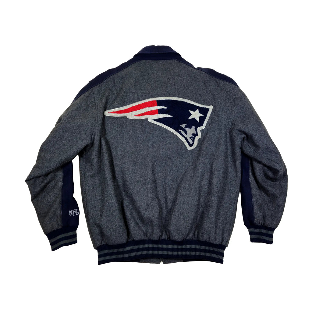 Retro tungvekts bomberjakke i ull fra midten av 2000-tallet – Patriots-utgave