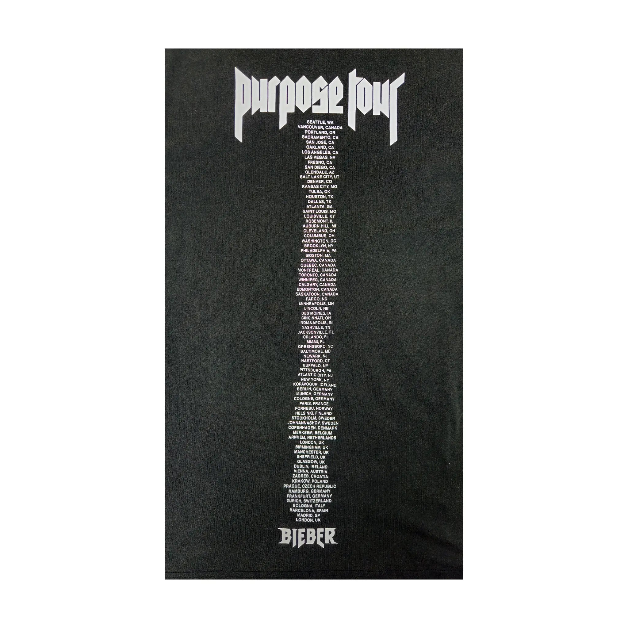 Justin Bieber "Purpose Tour" Gothic Logo T-skjorte