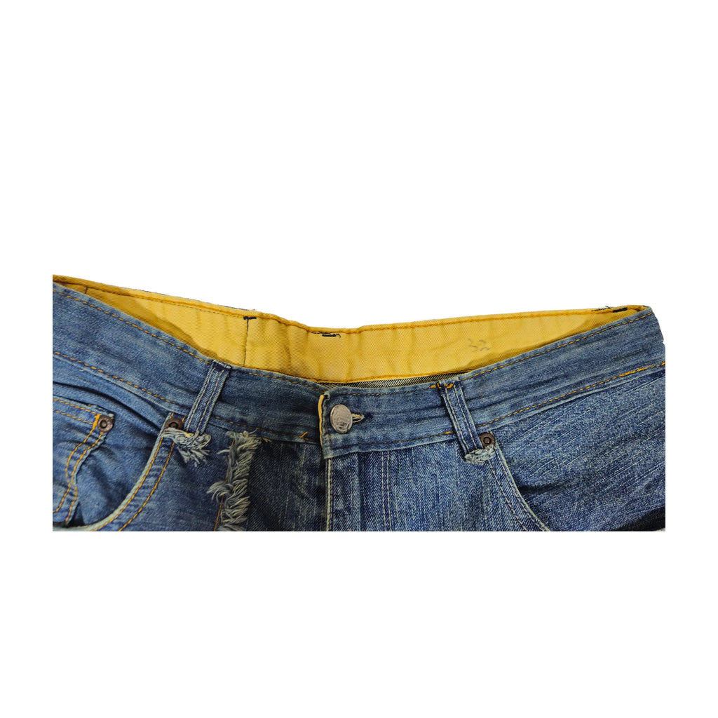 Vintage Y2K Ecko Unltd. Asymmetriske lappeteknikk jeans med flere paneler for skatere