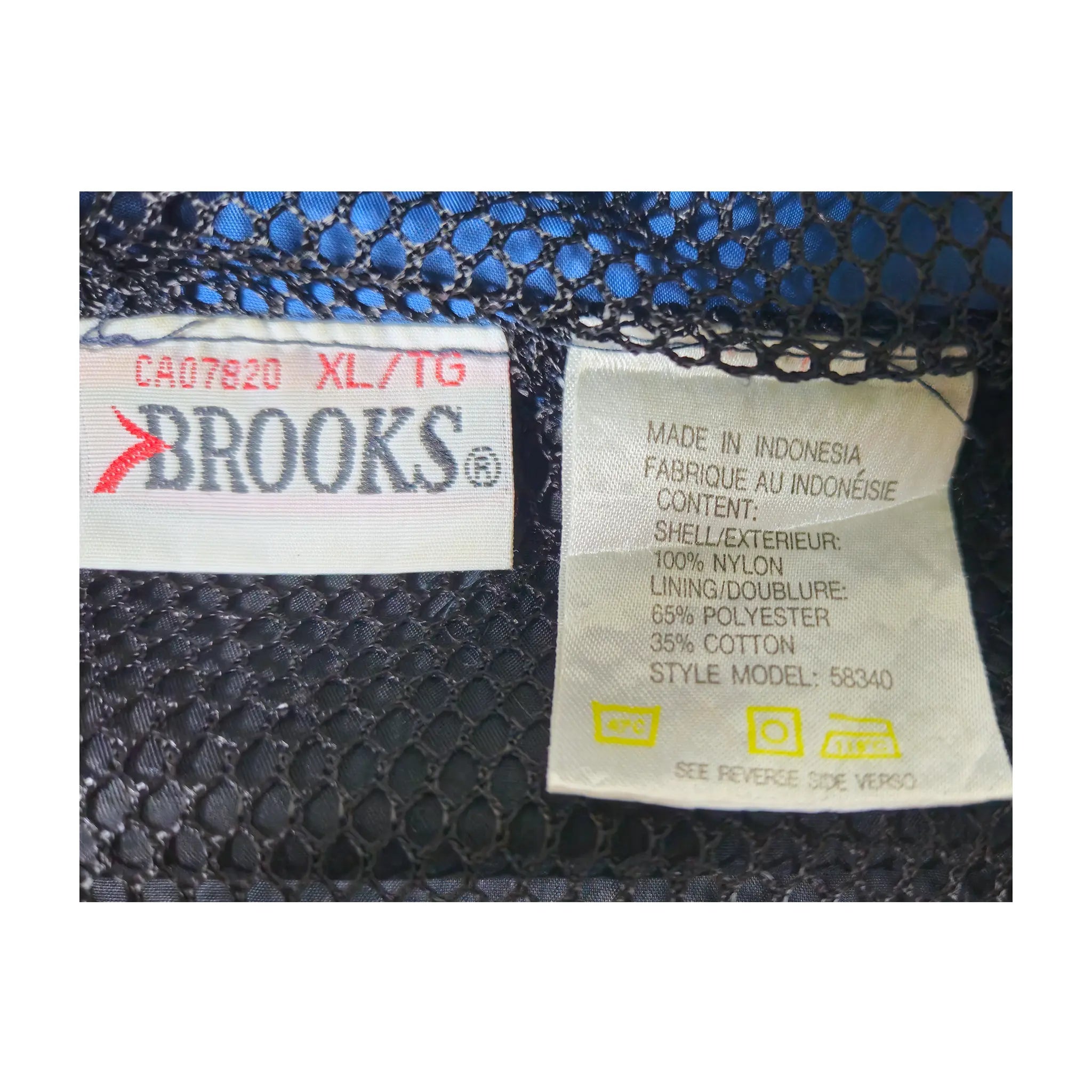 Vintage 90-talls Brooks vindjakke med fargeblokker og hette