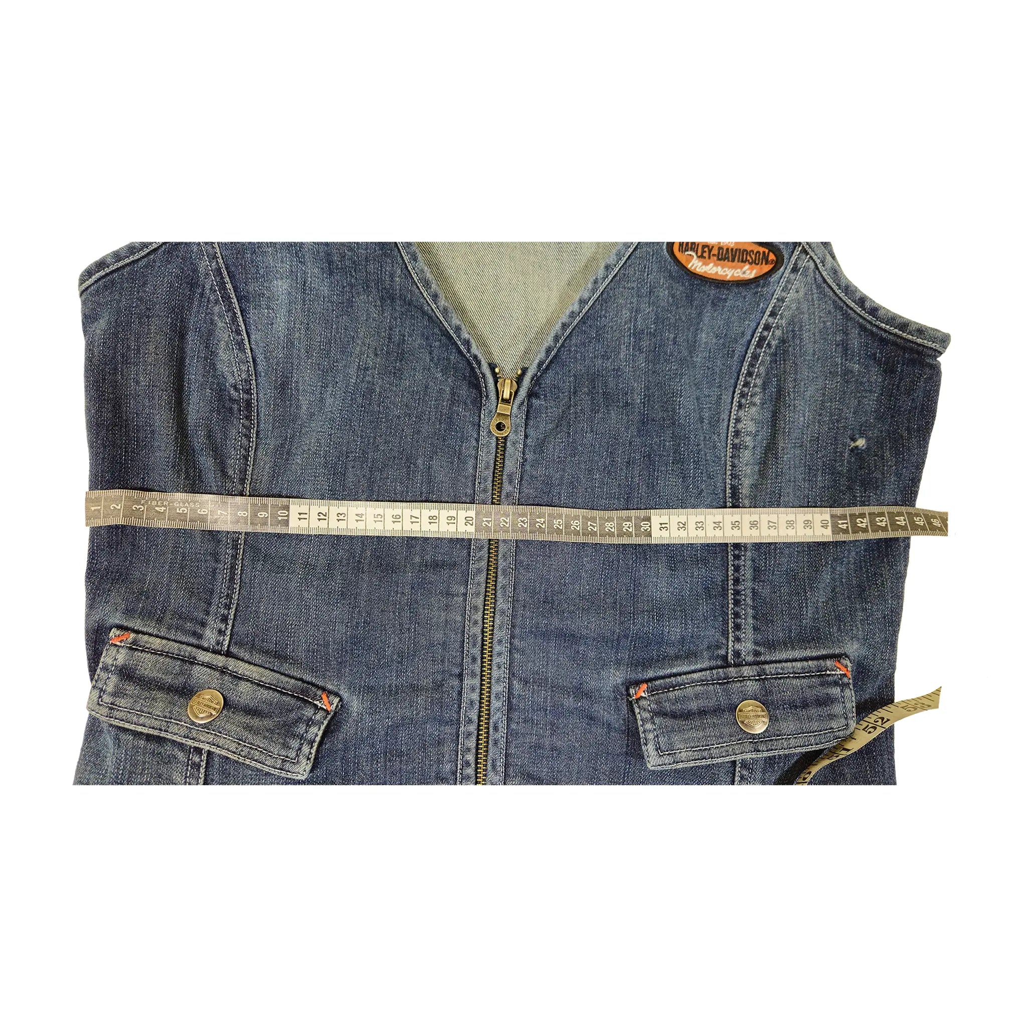 Offisiell Harley-Davidson Denimvest med glidelås og broderi for kvinner