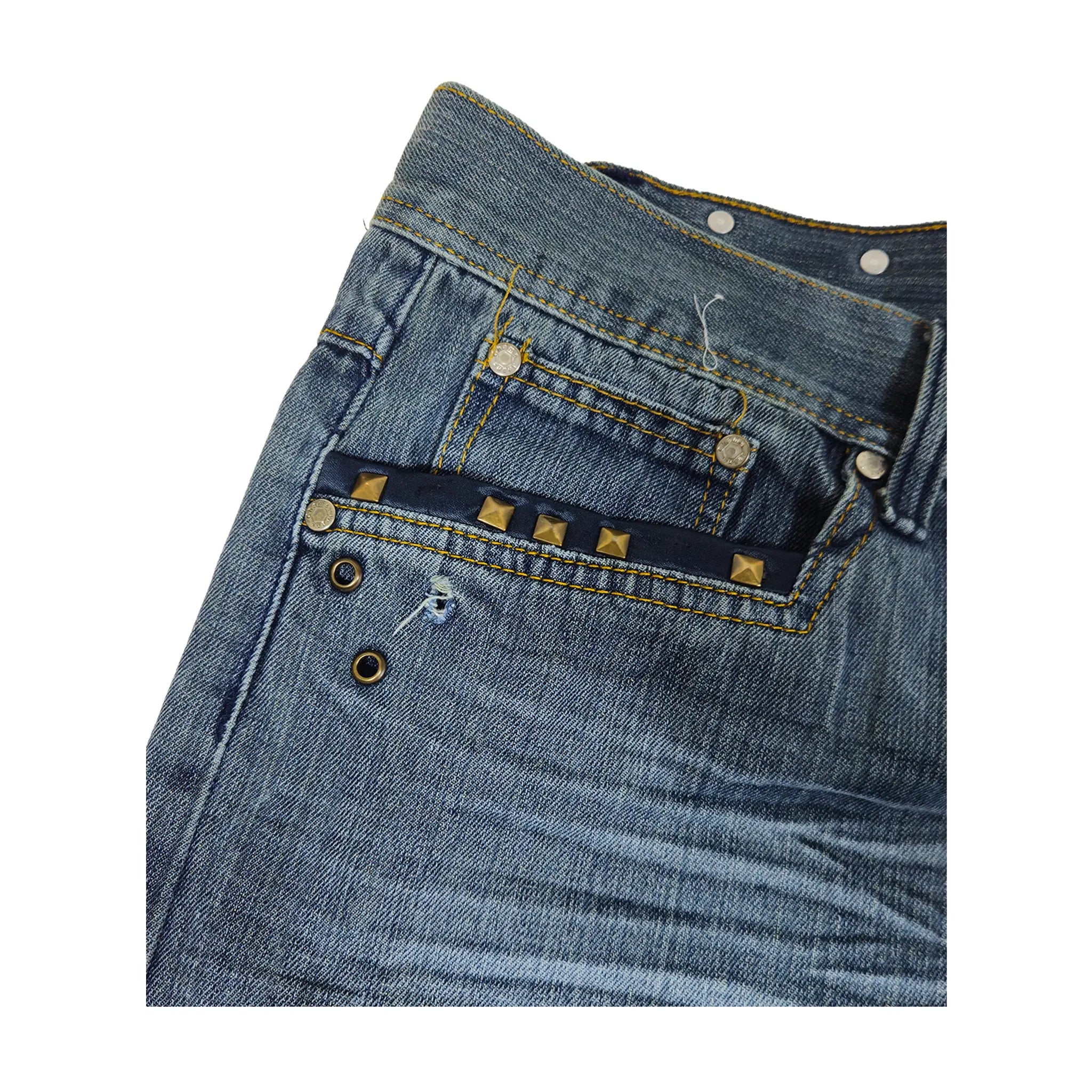 Vintage Y2K Chams Jeans Co. heavily studdet og brodert store størrelse cropped baggy jeans
