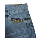 Vintage Y2K Chams Jeans Co. heavily studdet og brodert store størrelse cropped baggy jeans