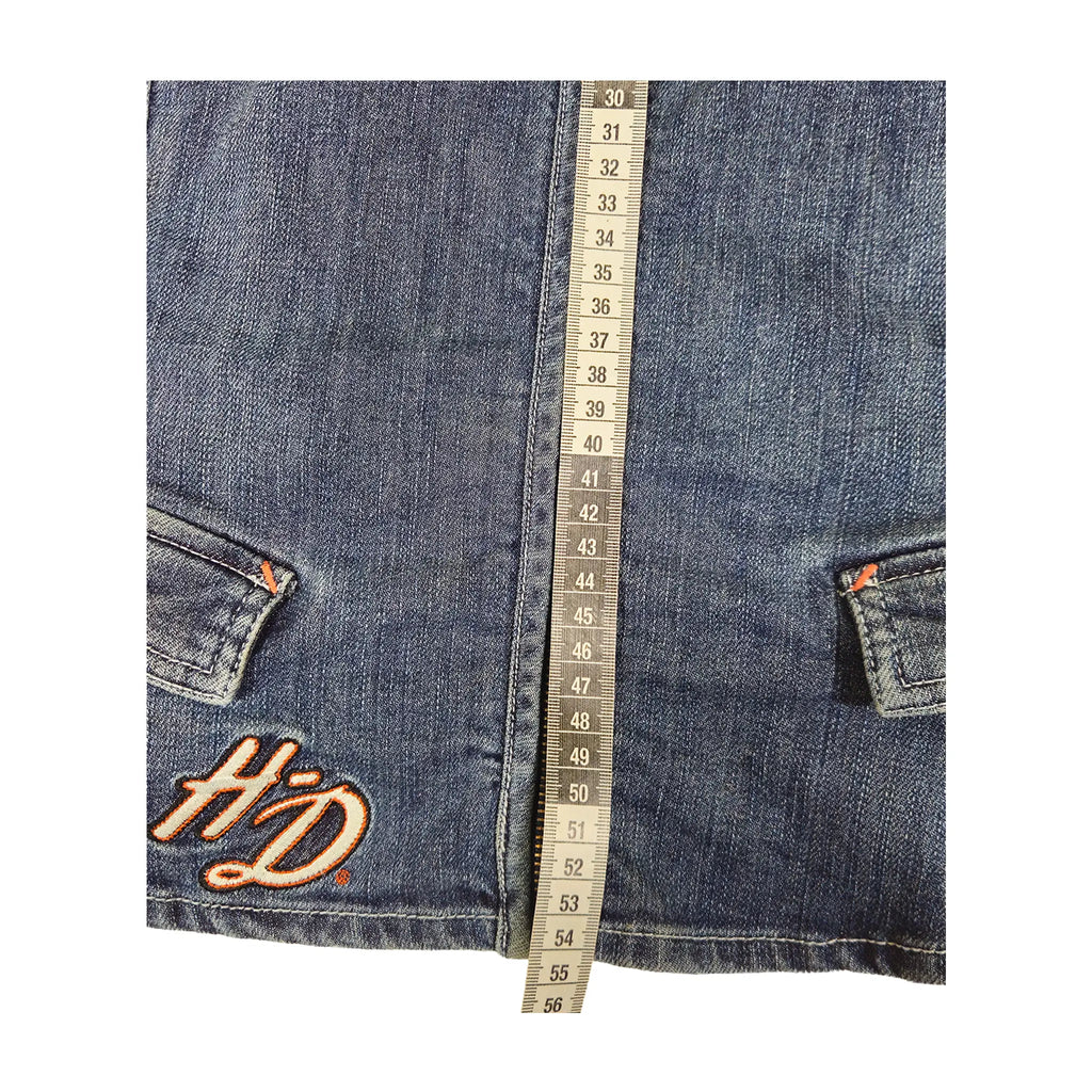 Offisiell Harley-Davidson Denimvest med glidelås og broderi for kvinner