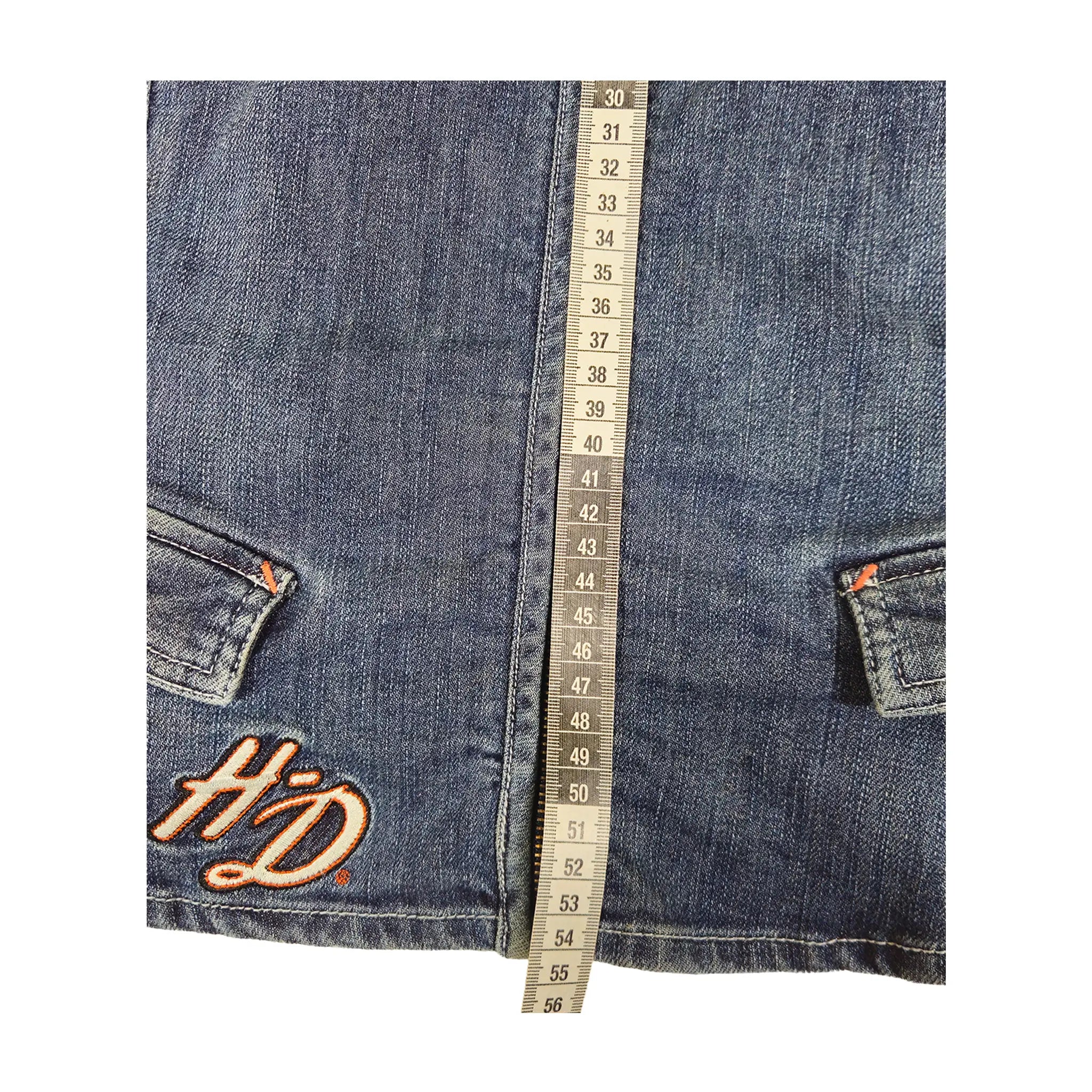 Offisiell Harley-Davidson Denimvest med glidelås og broderi for kvinner