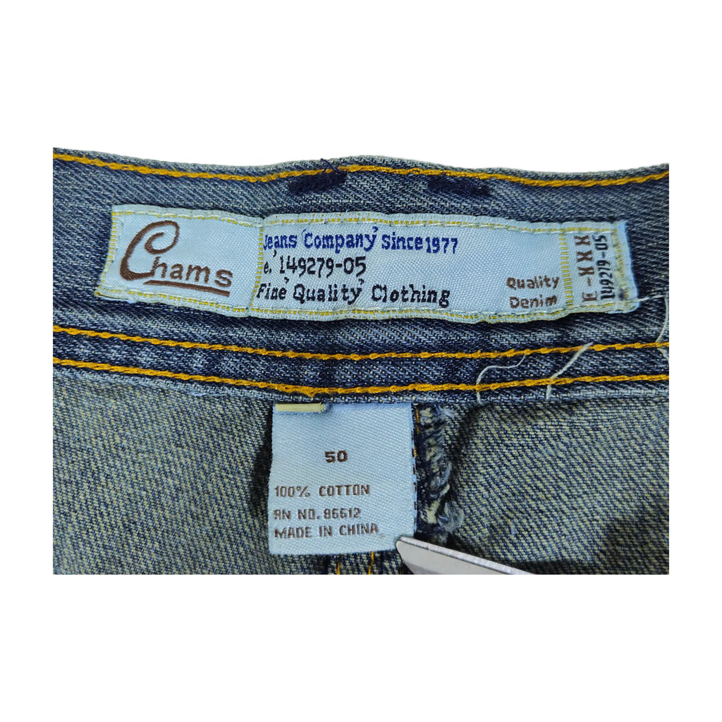 Vintage Y2K Chams Jeans Co. heavily studdet og brodert store størrelse cropped baggy jeans